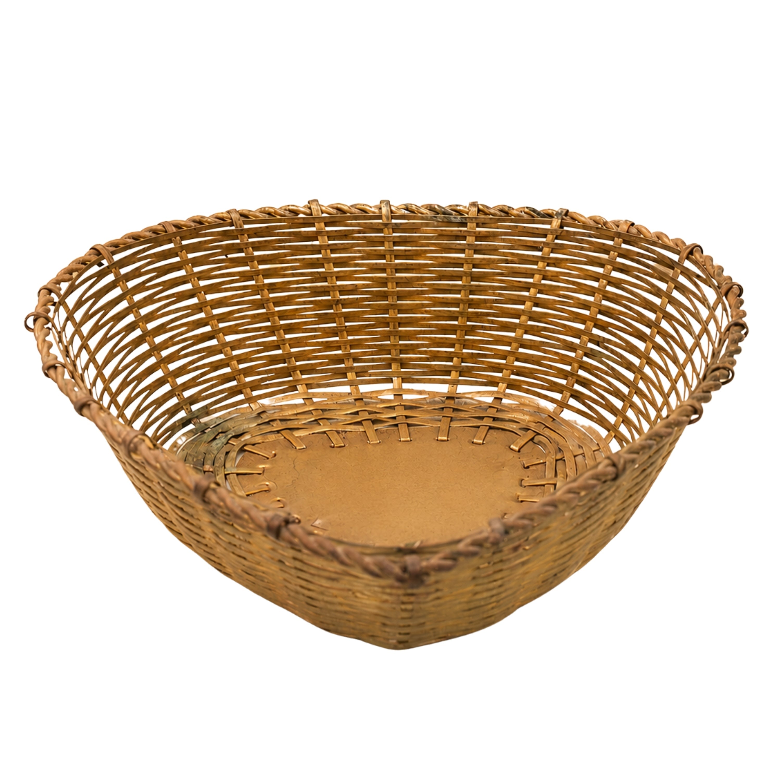 Brass Fruit Bowl Peetal Phal Dani, Traditional Indian Pittal Pitala Decorative Vellikal Fruit Tokri,Gold, 2.5 Inch, 1 Piece