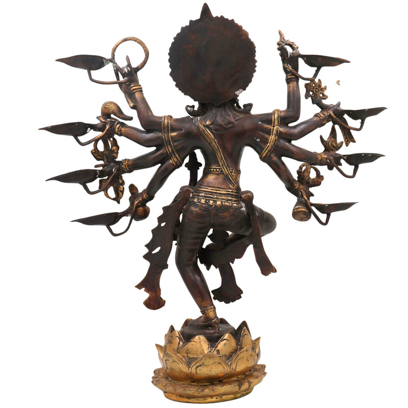 Brass Nataraja Ashtabhujadhari Shiva Idol, Dancing Shiva Statue, Cosmic Dance Nataraj Murti, Adalvallan Koothan Sabesan Murti, Handcrafted Home & Temple Decor,Gold, 18.5 Inch, 1 Piece