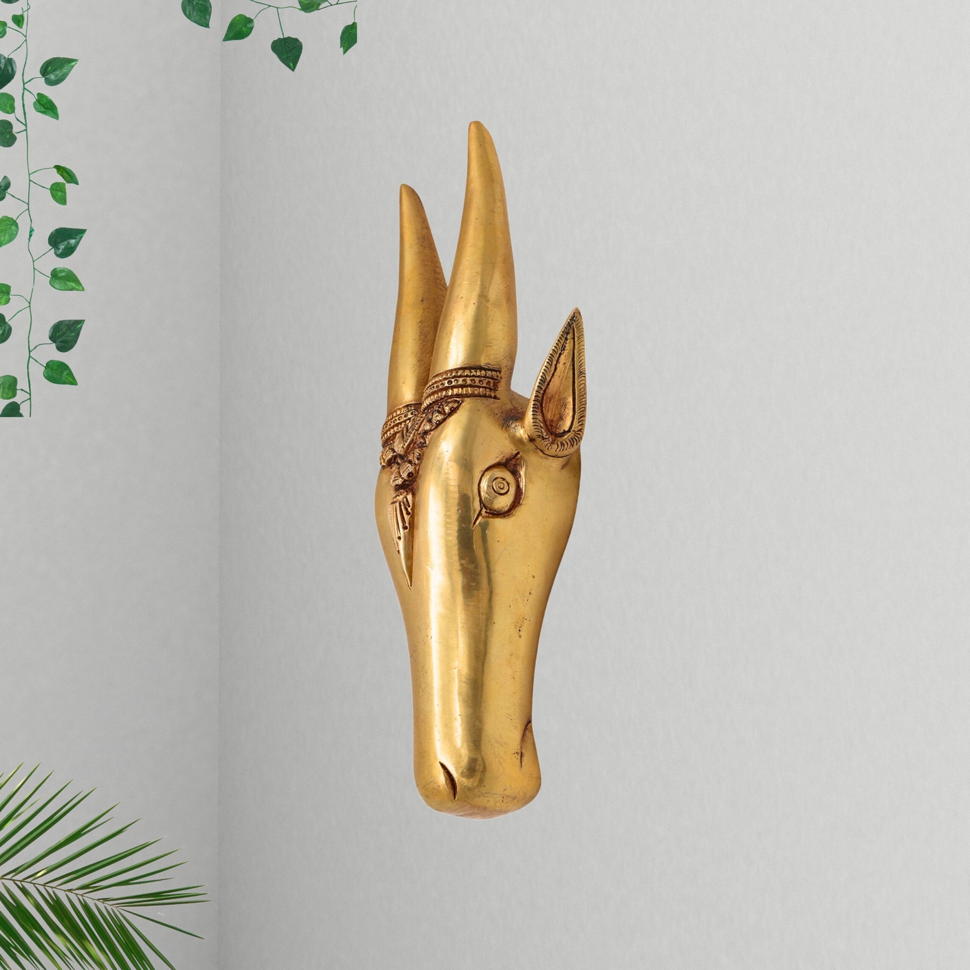 Brass Bull Face Wall Hanging – Nandhi Head | Nandi Face Ox Sculpture for Home Decor & Gifting, Gold, 12 Inch, 1 Piece