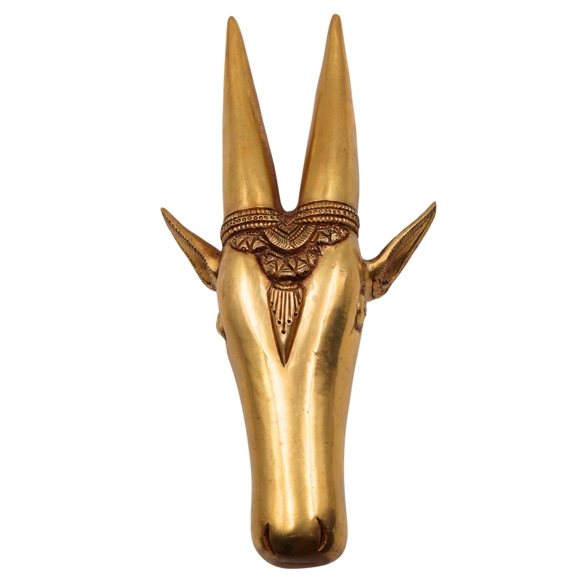 Brass Bull Face Wall Hanging – Nandhi Head | Nandi Face Ox Sculpture for Home Decor & Gifting, Gold, 12 Inch, 1 Piece