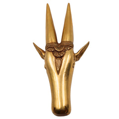 Brass Bull Face Wall Hanging – Nandhi Head | Nandi Face Ox Sculpture for Home Decor & Gifting, Gold, 12 Inch, 1 Piece