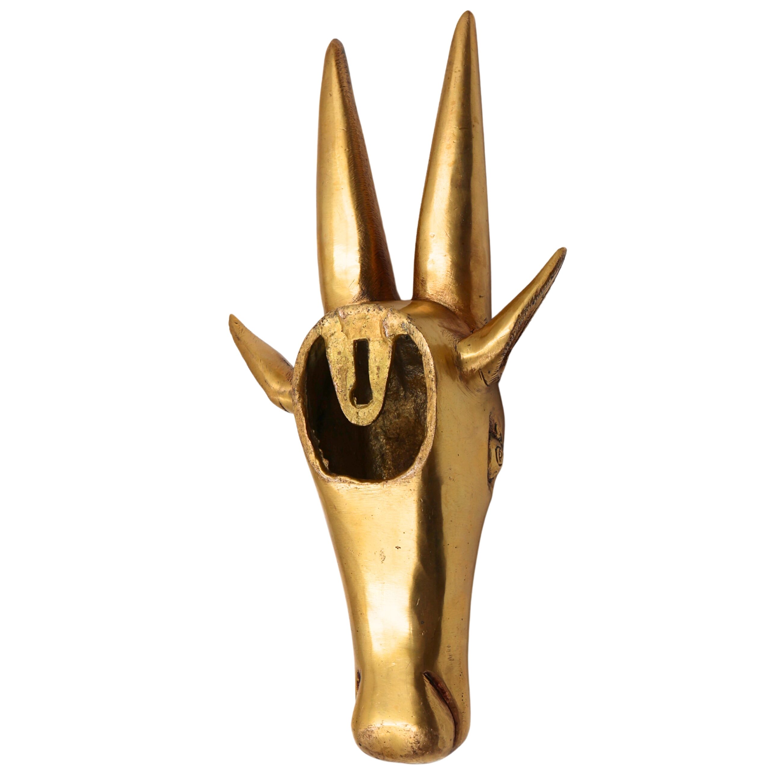 Brass Bull Face Wall Hanging – Nandhi Head | Nandi Face Ox Sculpture for Home Decor & Gifting, Gold, 12 Inch, 1 Piece