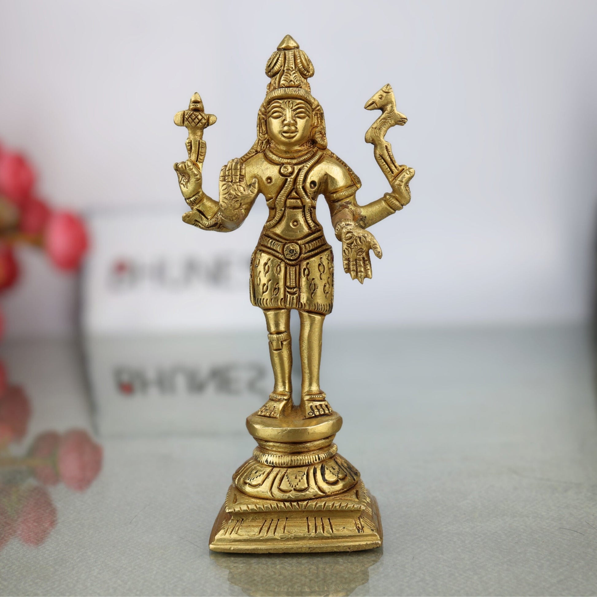 Brass Shiva Idol Mahadev Murti Bholenath Shankar Rudra Neelkanth Nataraja Pashupatinath Vishwanath Statue for Home Temple Pooja Decor Gift,Gold, 6 Inch, 1 Piece