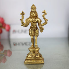 Brass Shiva Idol Mahadev Murti Bholenath Shankar Rudra Neelkanth Nataraja Pashupatinath Vishwanath Statue for Home Temple Pooja Decor Gift,Gold, 6 Inch, 1 Piece