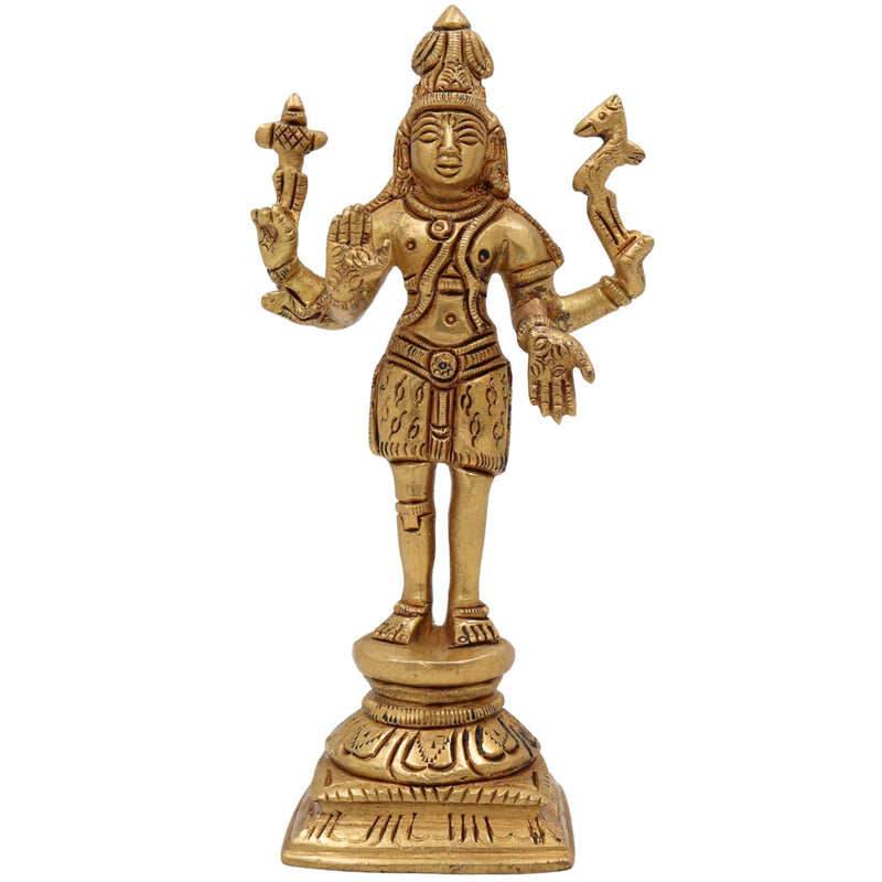 Brass Shiva Idol Mahadev Murti Bholenath Shankar Rudra Neelkanth Nataraja Pashupatinath Vishwanath Statue for Home Temple Pooja Decor Gift,Gold, 6 Inch, 1 Piece