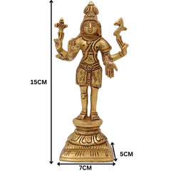 Brass Shiva Idol Mahadev Murti Bholenath Shankar Rudra Neelkanth Nataraja Pashupatinath Vishwanath Statue for Home Temple Pooja Decor Gift,Gold, 6 Inch, 1 Piece