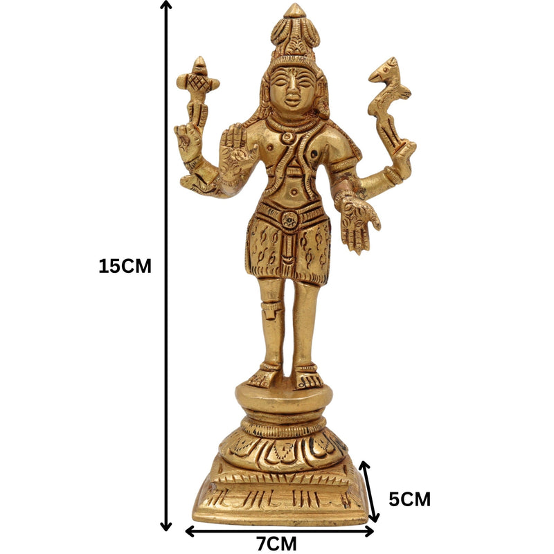 Brass Shiva Idol Mahadev Murti Bholenath Shankar Rudra Neelkanth Nataraja Pashupatinath Vishwanath Statue for Home Temple Pooja Decor Gift,Gold, 6 Inch, 1 Piece