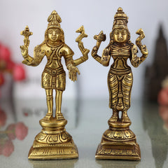 Brass Shiva Parvati Idol | Uma Maheshwara Gauri Shankar Murti | Ardhanarishvara Vigraha | Handmade Peetal Pooja Statue for Home Temple & Decor,Gold, 6 Inch, 1 Piece