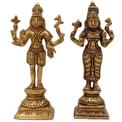 Brass Shiva Parvati Idol | Uma Maheshwara Gauri Shankar Murti | Ardhanarishvara Vigraha | Handmade Peetal Pooja Statue for Home Temple & Decor,Gold, 6 Inch, 1 Piece