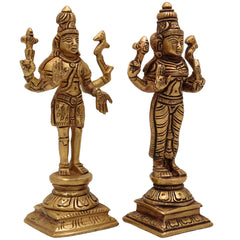 Brass Shiva Parvati Idol | Uma Maheshwara Gauri Shankar Murti | Ardhanarishvara Vigraha | Handmade Peetal Pooja Statue for Home Temple & Decor,Gold, 6 Inch, 1 Piece