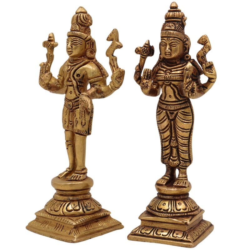 Brass Shiva Parvati Idol | Uma Maheshwara Gauri Shankar Murti | Ardhanarishvara Vigraha | Handmade Peetal Pooja Statue for Home Temple & Decor,Gold, 6 Inch, 1 Piece