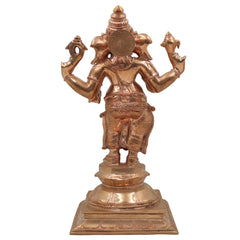 Handcrafted Bronze Panchaloha Ganesha Idol, Vinayaka Ganpati Murti, Chola Art Vighnaharta Statue for Home & Temple,Gold, 13 Inch, 1 Piece