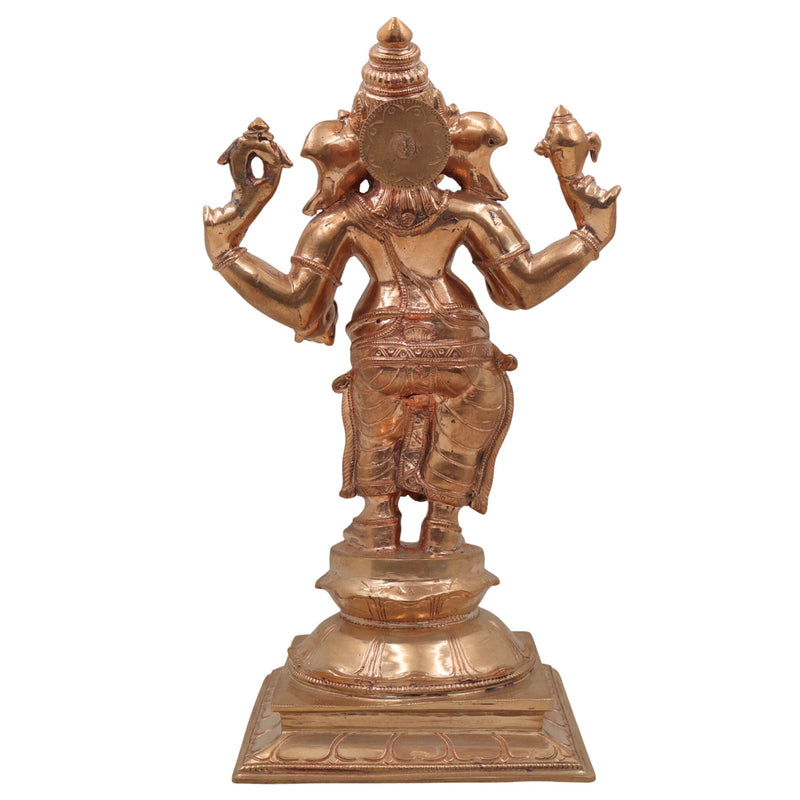 Handcrafted Bronze Panchaloha Ganesha Idol, Vinayaka Ganpati Murti, Chola Art Vighnaharta Statue for Home & Temple,Gold, 13 Inch, 1 Piece
