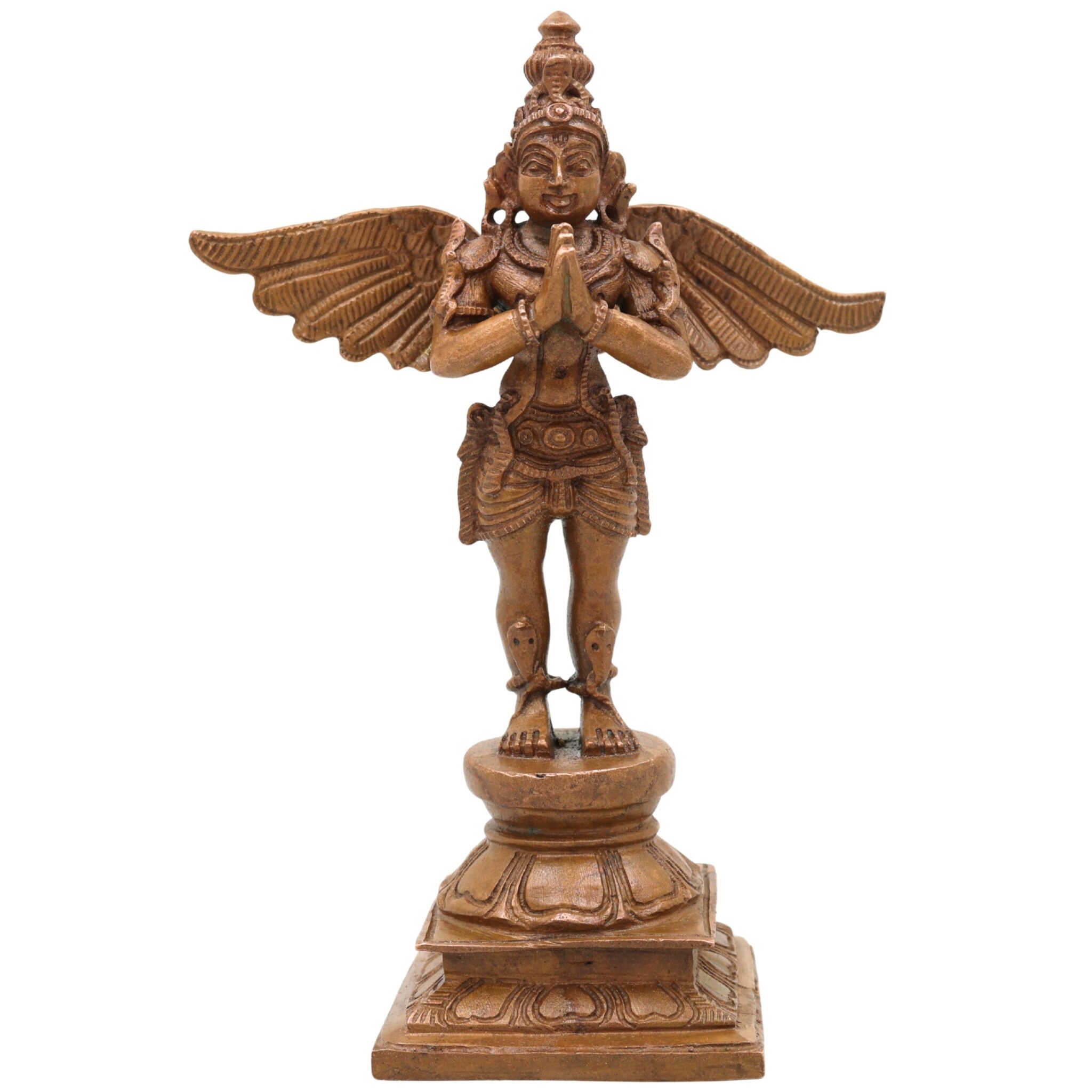 Bronze Garuda Dev Idol, Handcrafted Panchaloha Murti, Vishnu Vahana Sculpture, Temple Decorative Statue, Chola Art Garuda Murti, Brown, 5.5 Inch, 1 Piece