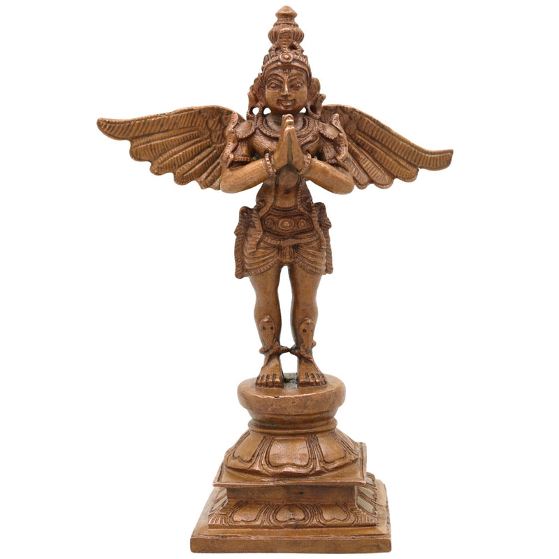 Bronze Garuda Dev Idol, Handcrafted Panchaloha Murti, Vishnu Vahana Sculpture, Temple Decorative Statue, Chola Art Garuda Murti, Brown, 5.5 Inch, 1 Piece