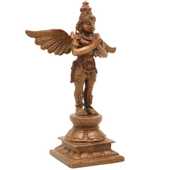 Bronze Garuda Dev Idol, Handcrafted Panchaloha Murti, Vishnu Vahana Sculpture, Temple Decorative Statue, Chola Art Garuda Murti, Brown, 5.5 Inch, 1 Piece