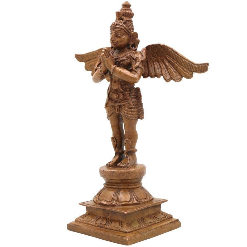 Bronze Garuda Dev Idol, Handcrafted Panchaloha Murti, Vishnu Vahana Sculpture, Temple Decorative Statue, Chola Art Garuda Murti, Brown, 5.5 Inch, 1 Piece