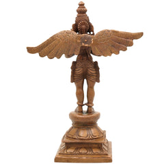 Bronze Garuda Dev Idol, Handcrafted Panchaloha Murti, Vishnu Vahana Sculpture, Temple Decorative Statue, Chola Art Garuda Murti, Brown, 5.5 Inch, 1 Piece