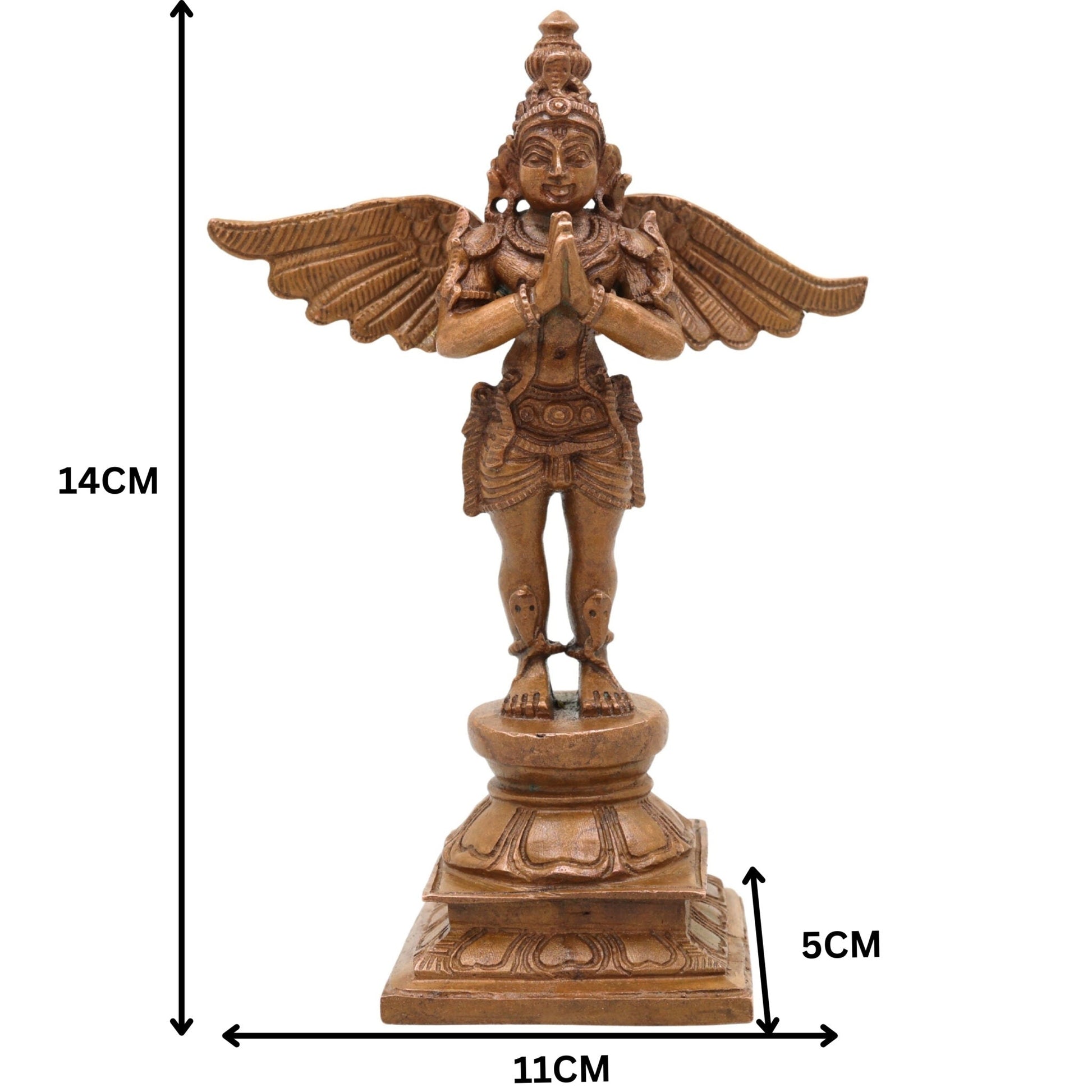 Bronze Garuda Dev Idol, Handcrafted Panchaloha Murti, Vishnu Vahana Sculpture, Temple Decorative Statue, Chola Art Garuda Murti, Brown, 5.5 Inch, 1 Piece