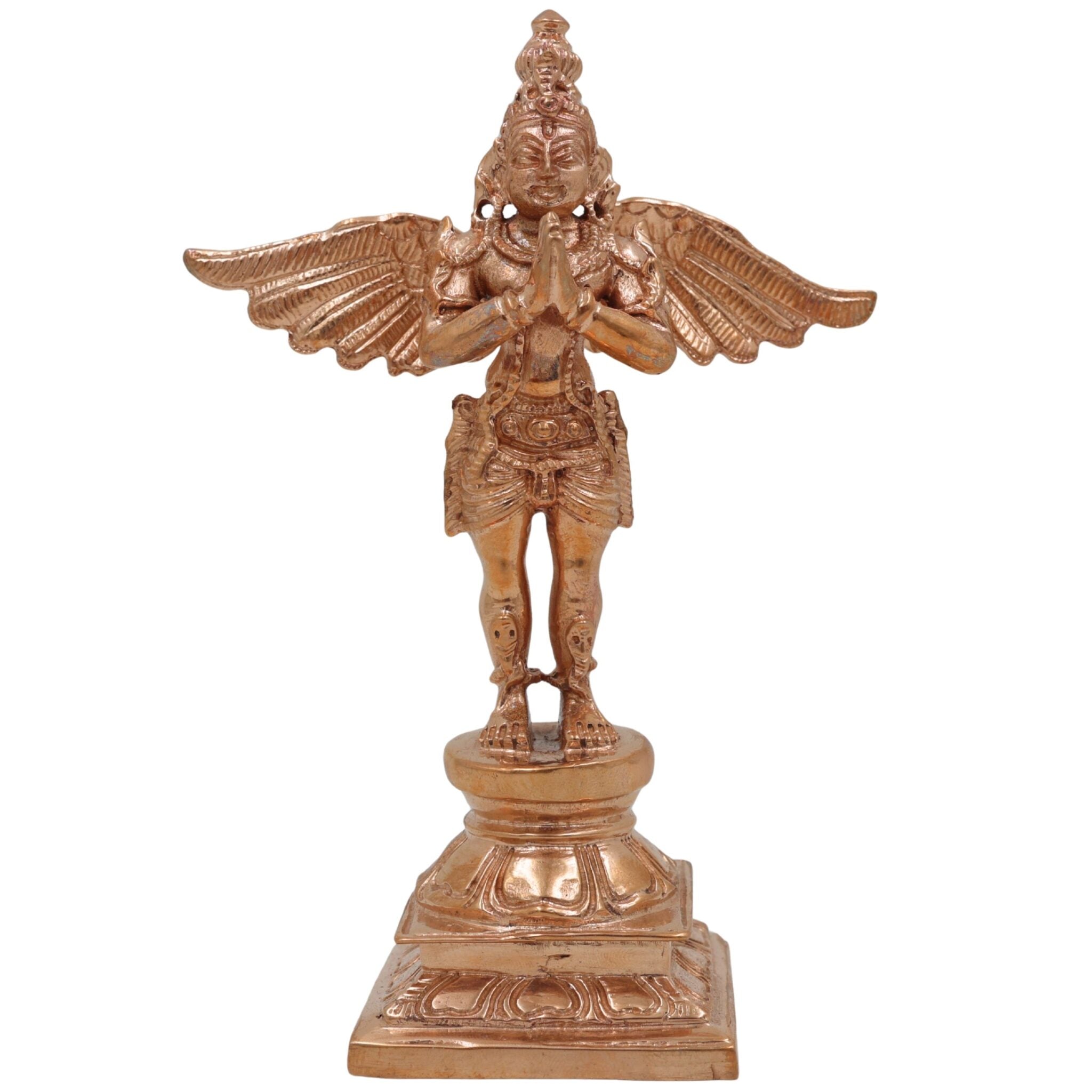 Bronze Lord Garuda Idol | Handcrafted Panchaloha Garuda Dev Murti for Pooja, Vishnu Vahana Temple & Home Decor, Gold, 5.5 Inch, 1 Piece