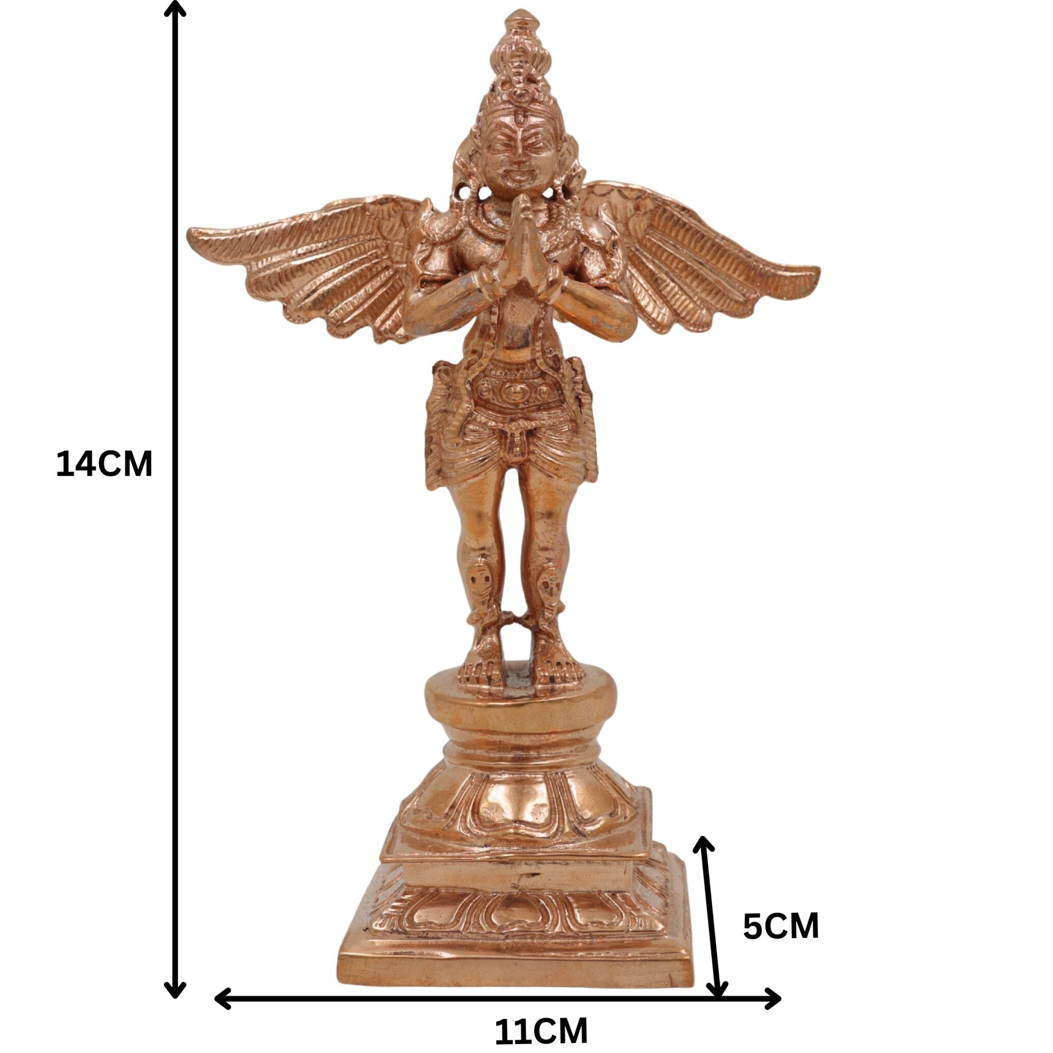 Bronze Lord Garuda Idol | Handcrafted Panchaloha Garuda Dev Murti for Pooja, Vishnu Vahana Temple & Home Decor, Gold, 5.5 Inch, 1 Piece