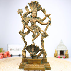 Lord Vishnu Narayana on Sheshanag Panchaloha Bronze Idol | Venkateswara Balaji Srinivasa Govinda Padmanabha Ranganatha Jagannath Chola Art Murti,Brown,17inch,1piece