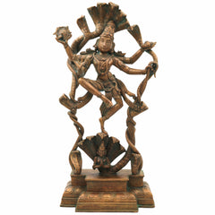 Lord Vishnu Narayana on Sheshanag Panchaloha Bronze Idol | Venkateswara Balaji Srinivasa Govinda Padmanabha Ranganatha Jagannath Chola Art Murti,Brown,17inch,1piece