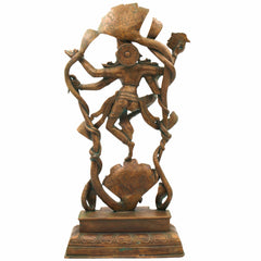 Lord Vishnu Narayana on Sheshanag Panchaloha Bronze Idol | Venkateswara Balaji Srinivasa Govinda Padmanabha Ranganatha Jagannath Chola Art Murti,Brown,17inch,1piece