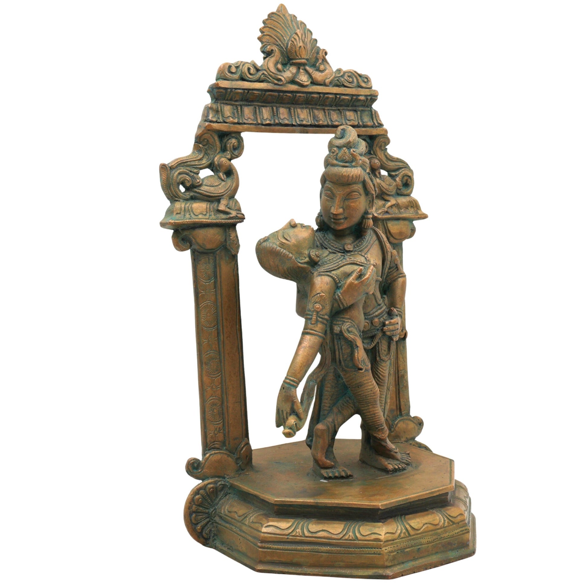 Handcrafted Bronze Kamadeva Idol | Panchaloha Madana Murti with Rati | Traditional South Indian Chola Art Sculpture,Brown, 13 Inch, 1 Piece