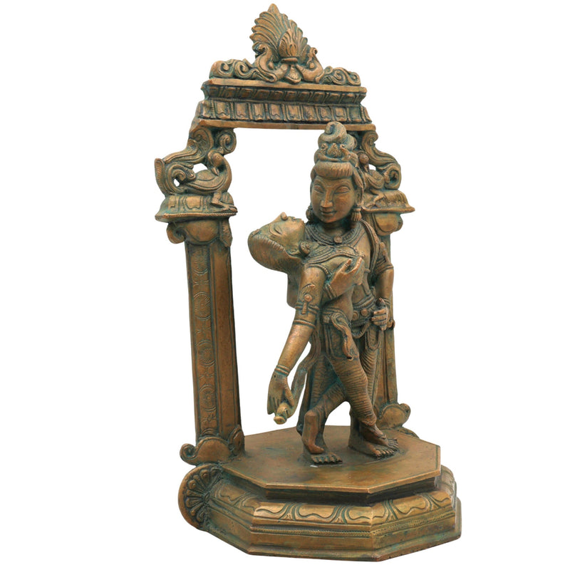 Handcrafted Bronze Kamadeva Idol | Panchaloha Madana Murti with Rati | Traditional South Indian Chola Art Sculpture,Brown, 13 Inch, 1 Piece