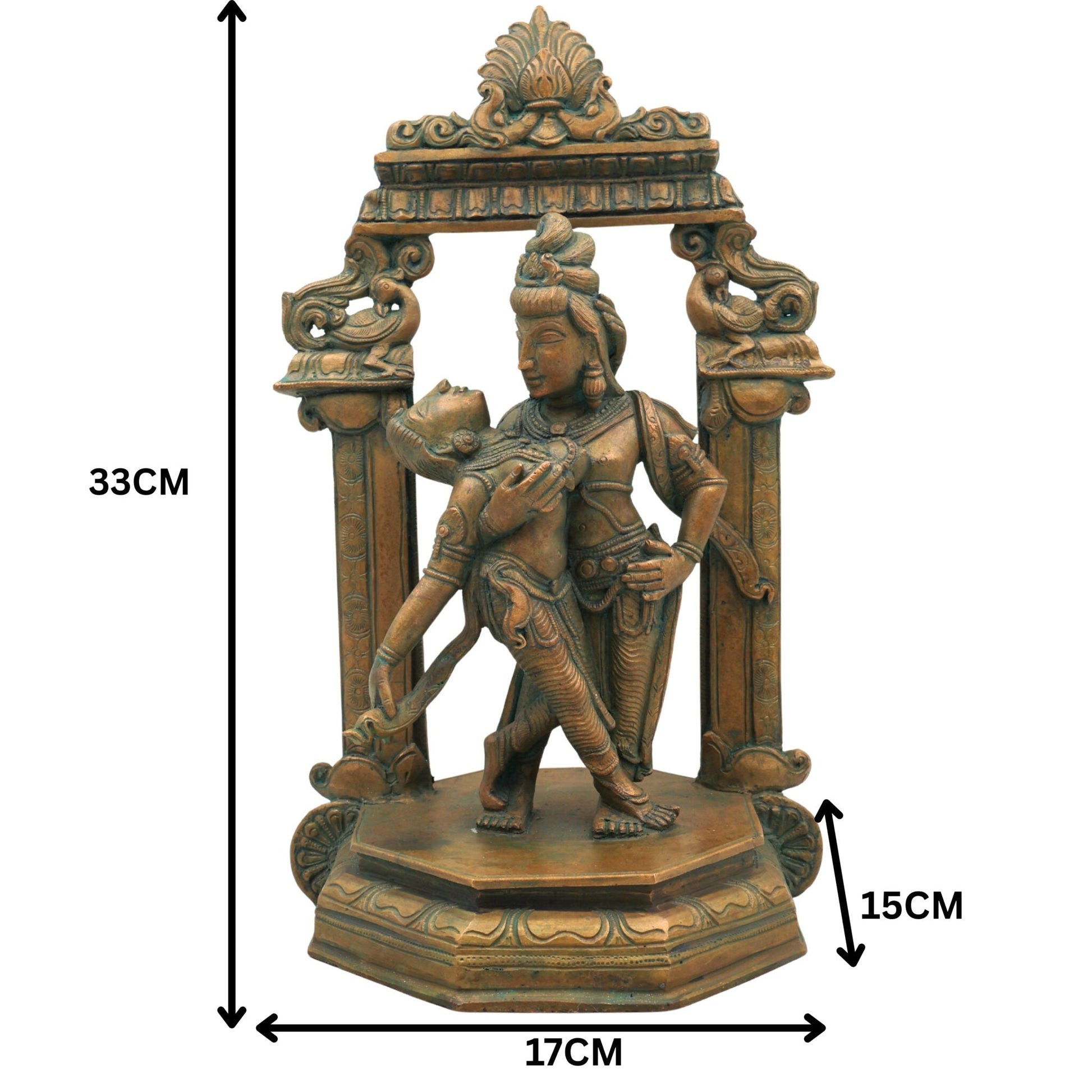 Handcrafted Bronze Kamadeva Idol | Panchaloha Madana Murti with Rati | Traditional South Indian Chola Art Sculpture,Brown, 13 Inch, 1 Piece