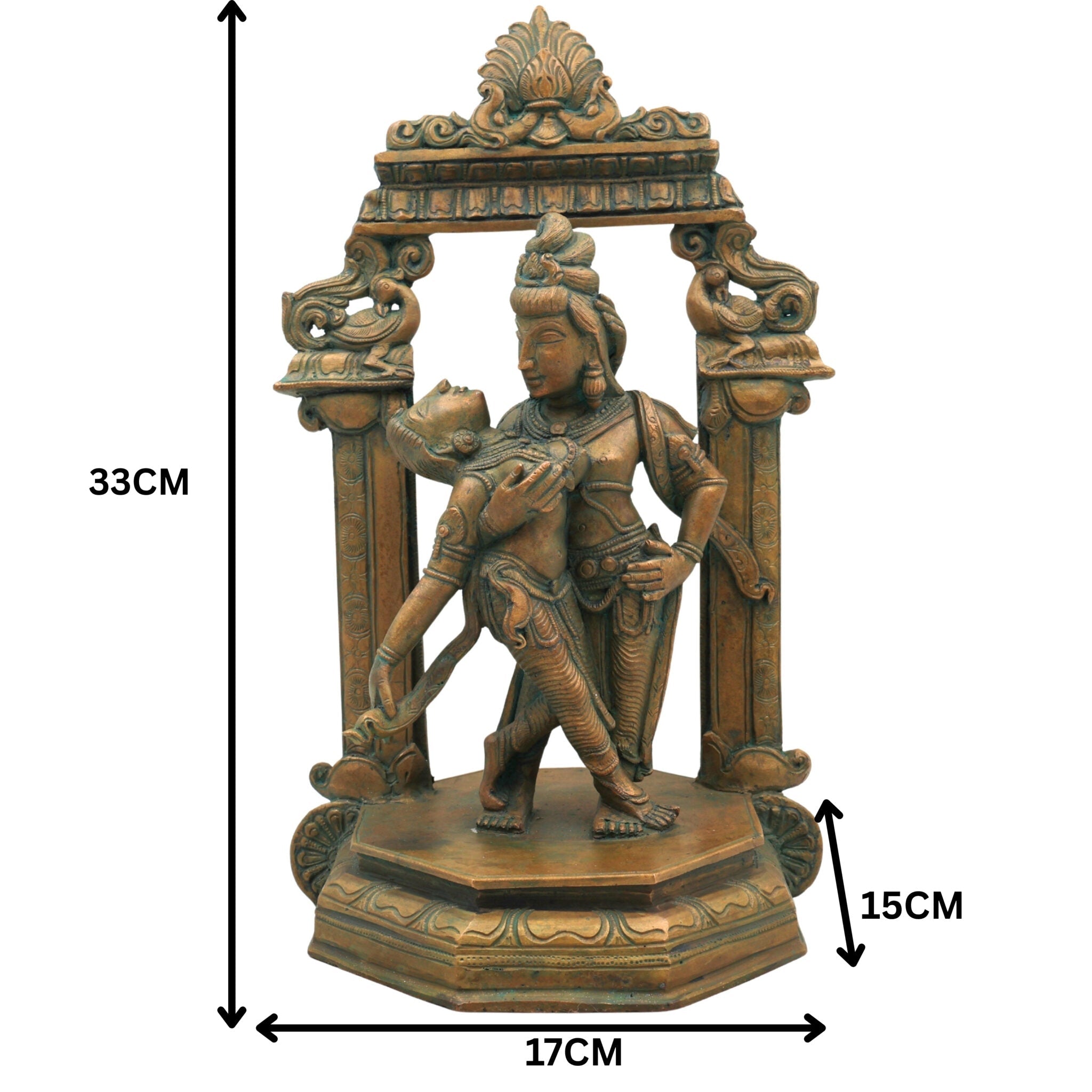Handcrafted Bronze Kamadeva Idol | Panchaloha Madana Murti with Rati | Traditional South Indian Chola Art Sculpture,Brown, 13 Inch, 1 Piece