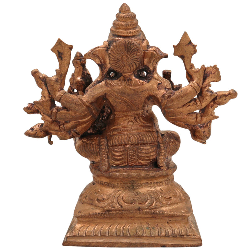 Handcrafted Siddhi Vinayak Idol in Panchaloha Bronze Ganesha Ganapati Murti, Sametha Ganapati, Ganesh Statue for Home & Temple,Gold, 3.5 Inch, 1 Piece