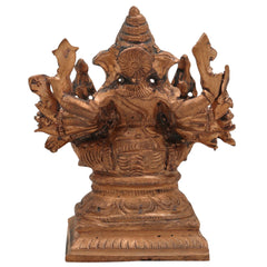 Handmade Riddhi Siddhi Ganapati Idol in Panchaloha Bronze, Ganesha with Consorts, Vinayaka, Ganapati, Vighneshvara, South Indian Chola Art Murti for Home & Temple,Gold, 3.5 Inch, 1 Piece