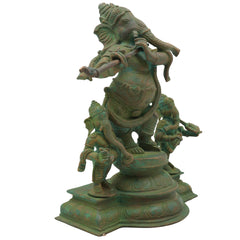 Bronze Musical Ganesha Idols, Ganesh Ki Murti, Panchaloha Ganpati Statue,Brown, 10 Inch, 1 Piece