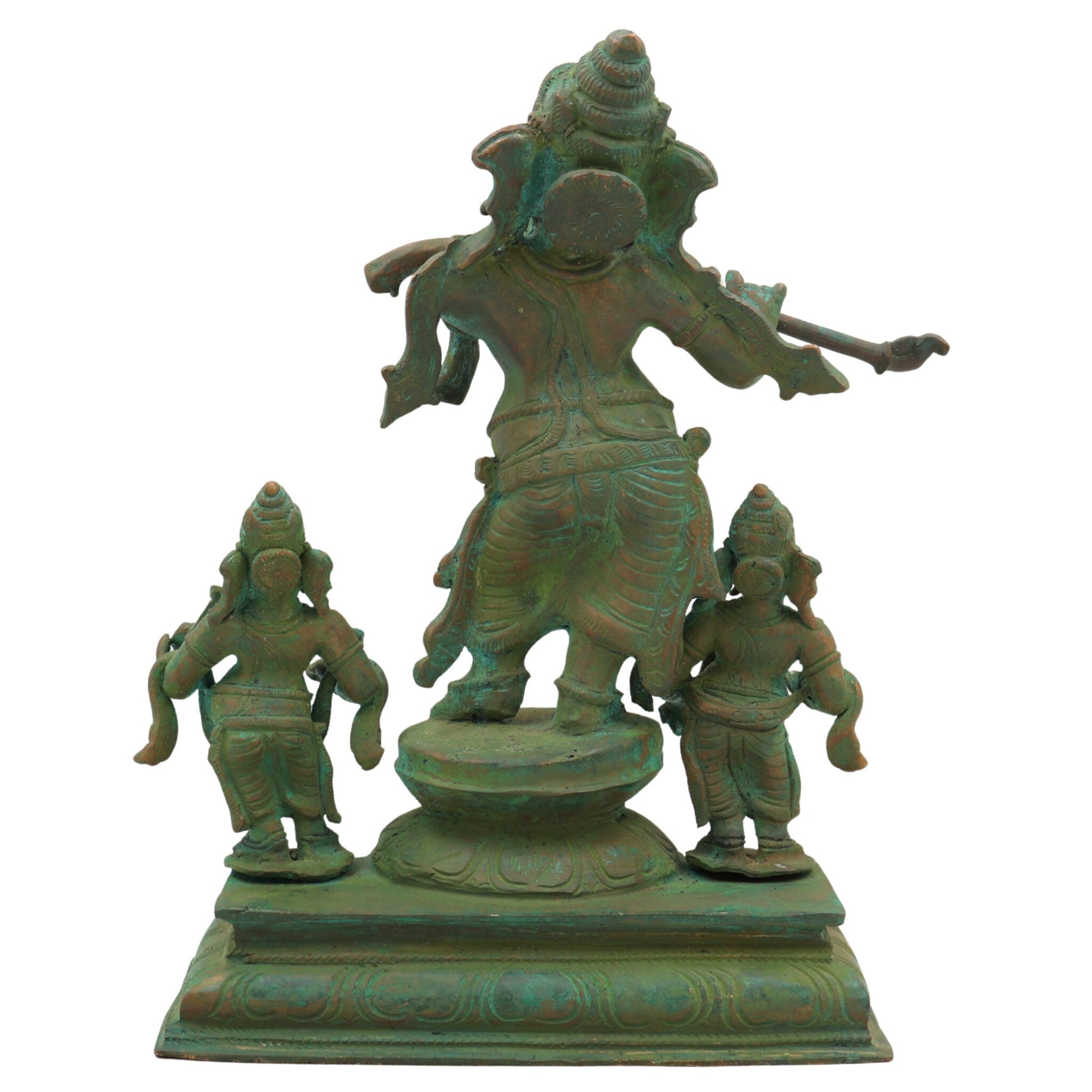 Bronze Musical Ganesha Idols, Ganesh Ki Murti, Panchaloha Ganpati Statue,Brown, 10 Inch, 1 Piece