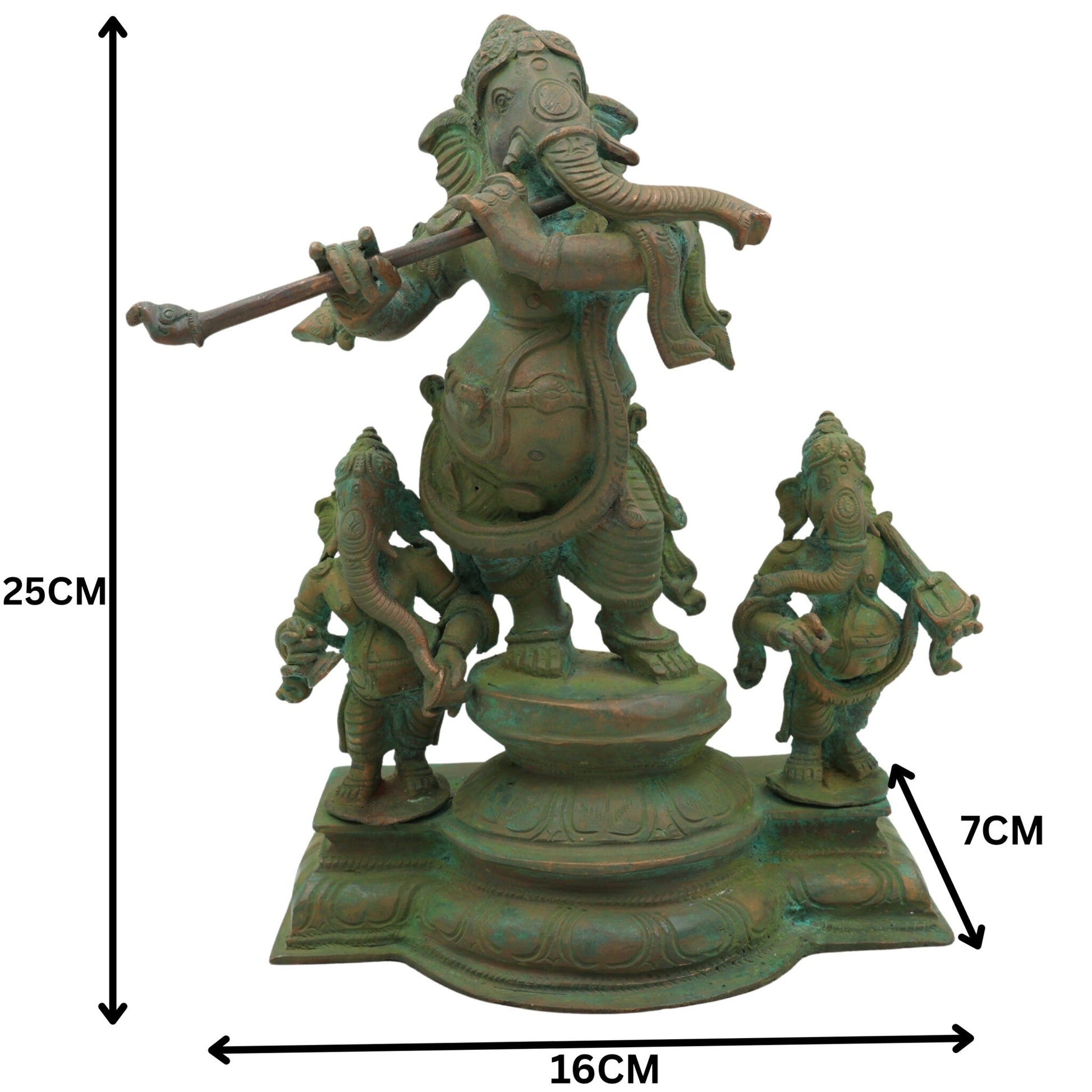 Bronze Musical Ganesha Idols, Ganesh Ki Murti, Panchaloha Ganpati Statue,Brown, 10 Inch, 1 Piece