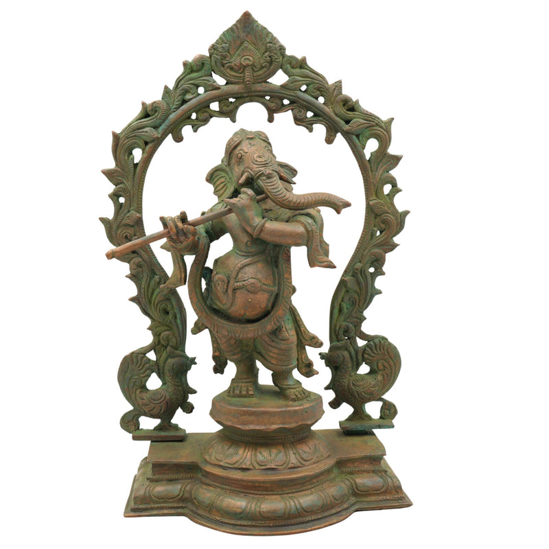 Handcrafted Panchaloha Bronze Ganesha Idol, Vinayaka Ganapati Murti, Traditional Chola Art Pillaiyar Statue for Home, Temple & Gift, Brown, 12.5 Inch, 1 Piece