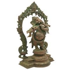 Handcrafted Panchaloha Bronze Ganesha Idol, Vinayaka Ganapati Murti, Traditional Chola Art Pillaiyar Statue for Home, Temple & Gift, Brown, 12.5 Inch, 1 Piece
