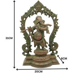 Handcrafted Panchaloha Bronze Ganesha Idol, Vinayaka Ganapati Murti, Traditional Chola Art Pillaiyar Statue for Home, Temple & Gift, Brown, 12.5 Inch, 1 Piece