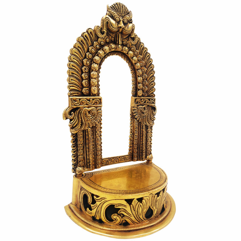 Bhunes Brass Chowki Singhasan Peetha, Peeta, Peetalu, Peetham Bajot for Temple, Pooja Mandir, and Sinhasan Stand, Gold, 11 Inch, 1 Piece