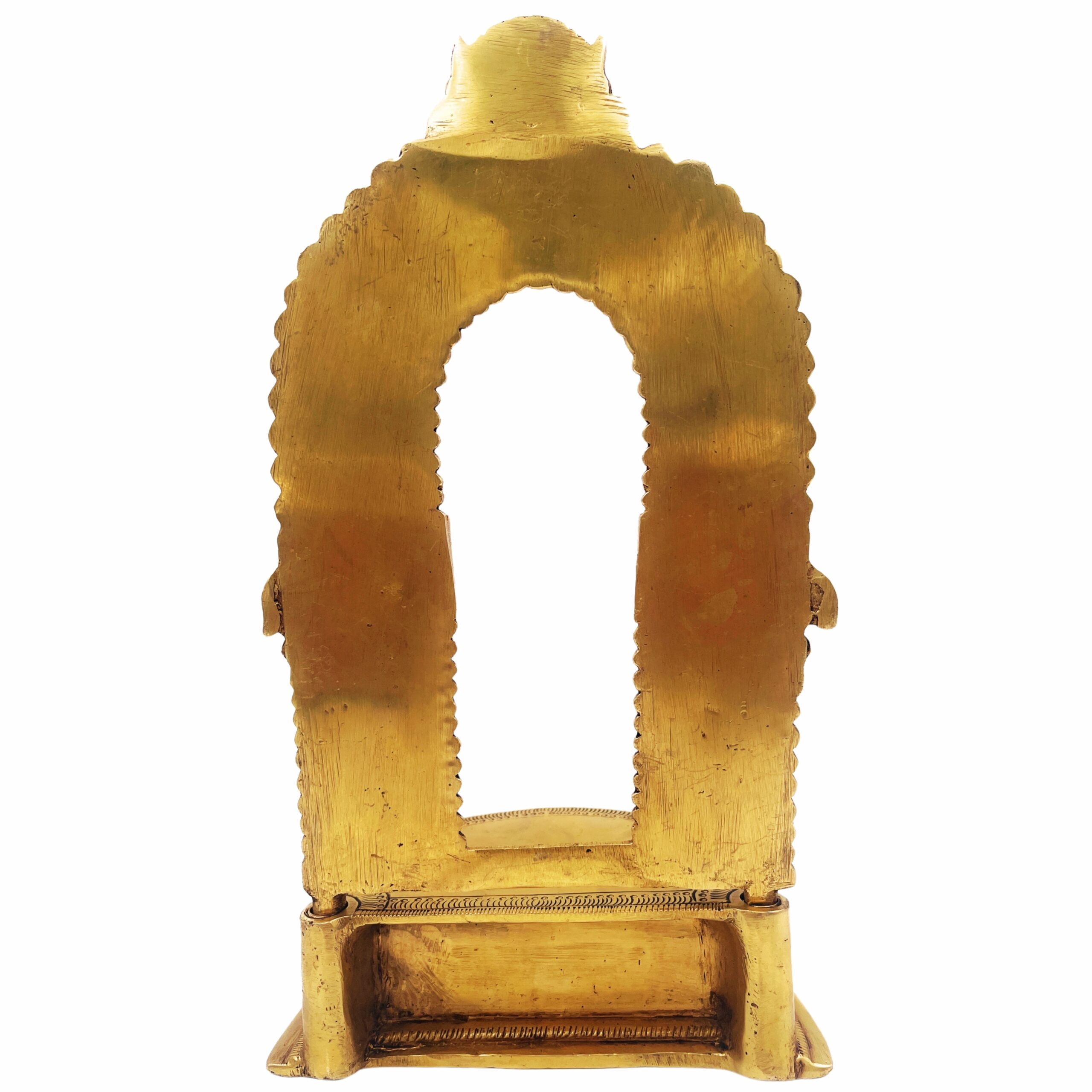 Bhunes Brass Chowki Singhasan Peetha, Peeta, Peetalu, Peetham Bajot for Temple, Pooja Mandir, and Sinhasan Stand, Gold, 11 Inch, 1 Piece