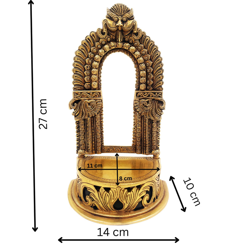 Bhunes Brass Chowki Singhasan Peetha, Peeta, Peetalu, Peetham Bajot for Temple, Pooja Mandir, and Sinhasan Stand, Gold, 11 Inch, 1 Piece