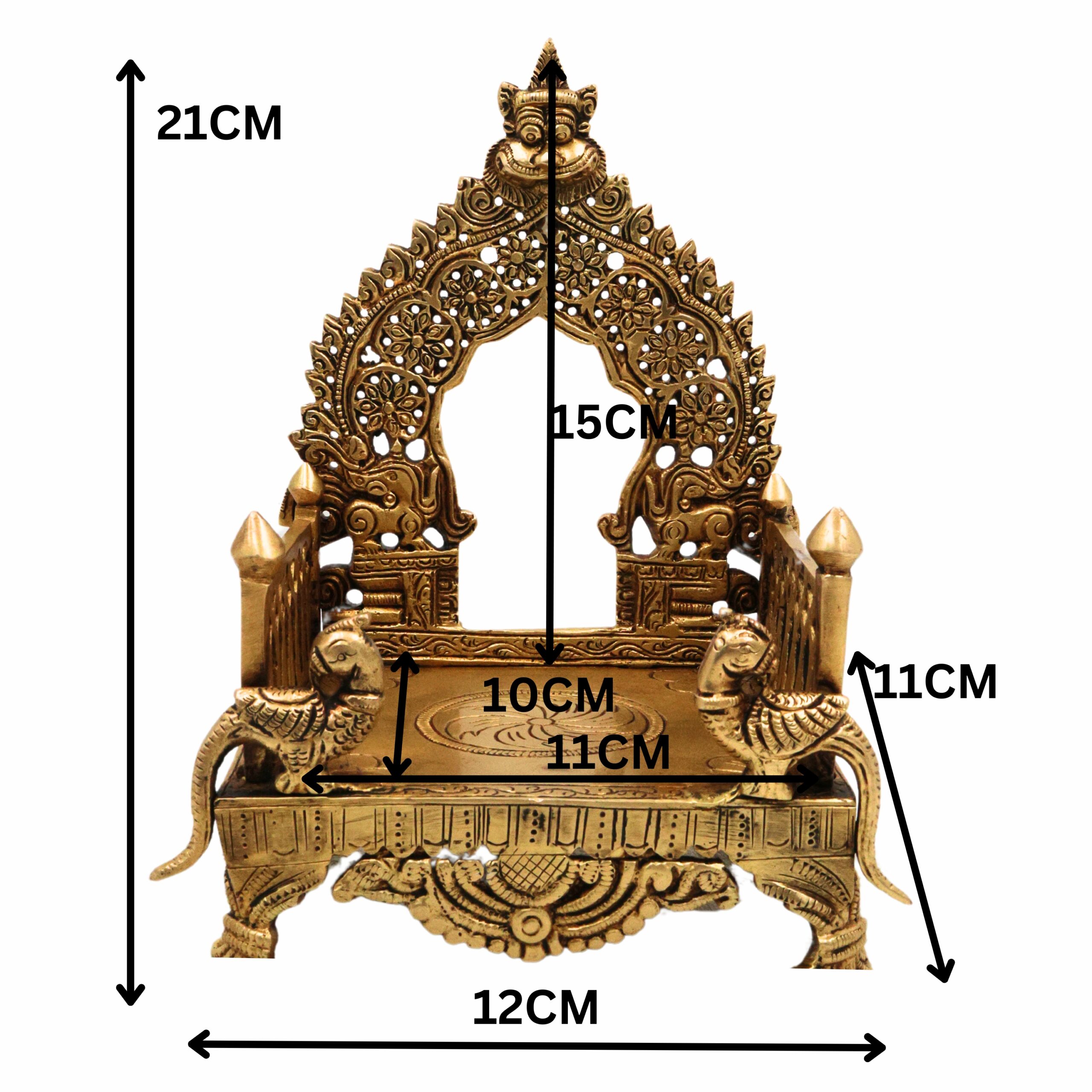 Bhunes Brass Chowki with Prabhavali Peetha for Temple, Singhasan Pooja Stand, Peetham Bajot for Mandir, Deity Platform, Home Decor, Gold, 8.5 Inch, 1 Piece