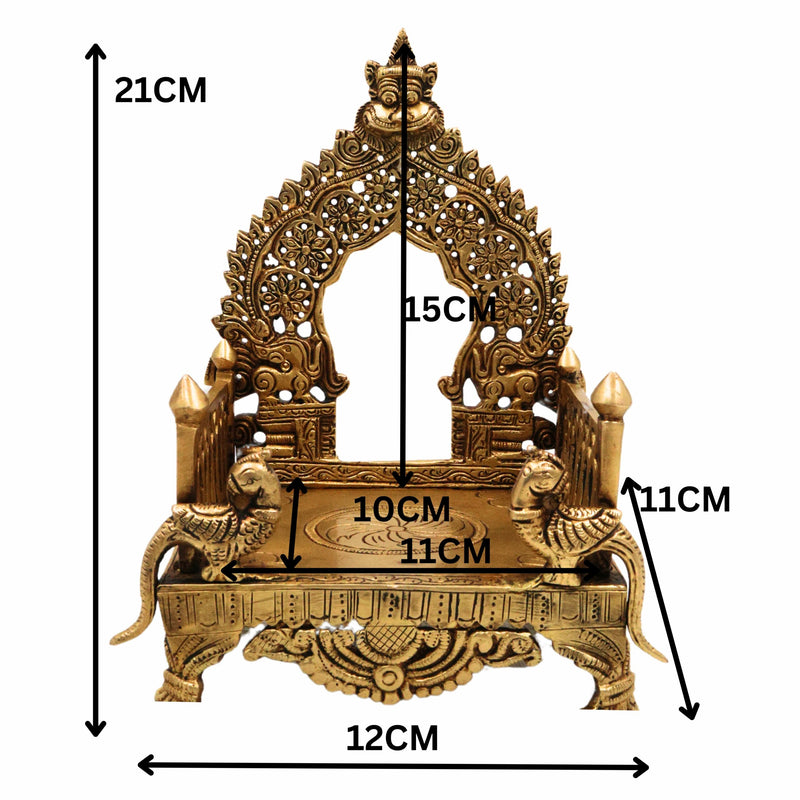 Bhunes Brass Chowki with Prabhavali Peetha for Temple, Singhasan Pooja Stand, Peetham Bajot for Mandir, Deity Platform, Home Decor, Gold, 8.5 Inch, 1 Piece