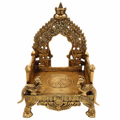 Bhunes Brass Chowki with Prabhavali Peetha for Temple, Singhasan Pooja Stand, Peetham Bajot for Mandir, Deity Platform, Home Decor, Gold, 8.5 Inch, 1 Piece