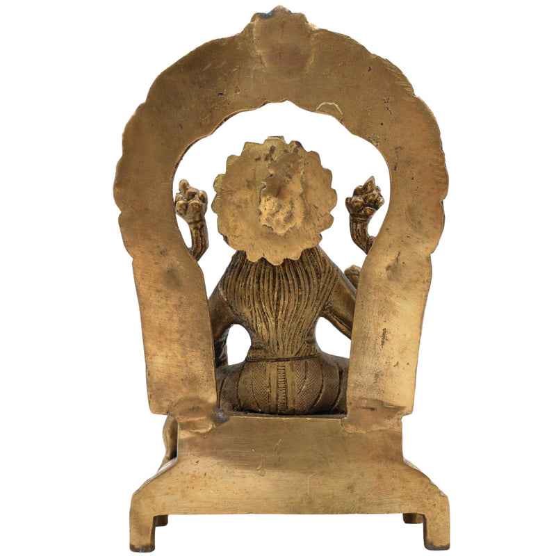 Handcrafted Brass Mahalakshmi Idol with Prabhavali | Pital Shri Devi Laxmi Murti for Pooja, Home Temple & Decor, Gold, 7 Inch, 1 Piece
