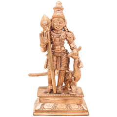 Handcrafted Bronze Murugan Idol with Peacock | Panchaloha Subramanya Kartikeya Skanda Vel Murugan Statue for Home Temple & Gift,Gold, 6 Inch, 1 Piece