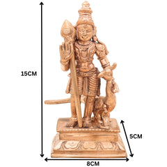 Handcrafted Bronze Murugan Idol with Peacock | Panchaloha Subramanya Kartikeya Skanda Vel Murugan Statue for Home Temple & Gift,Gold, 6 Inch, 1 Piece