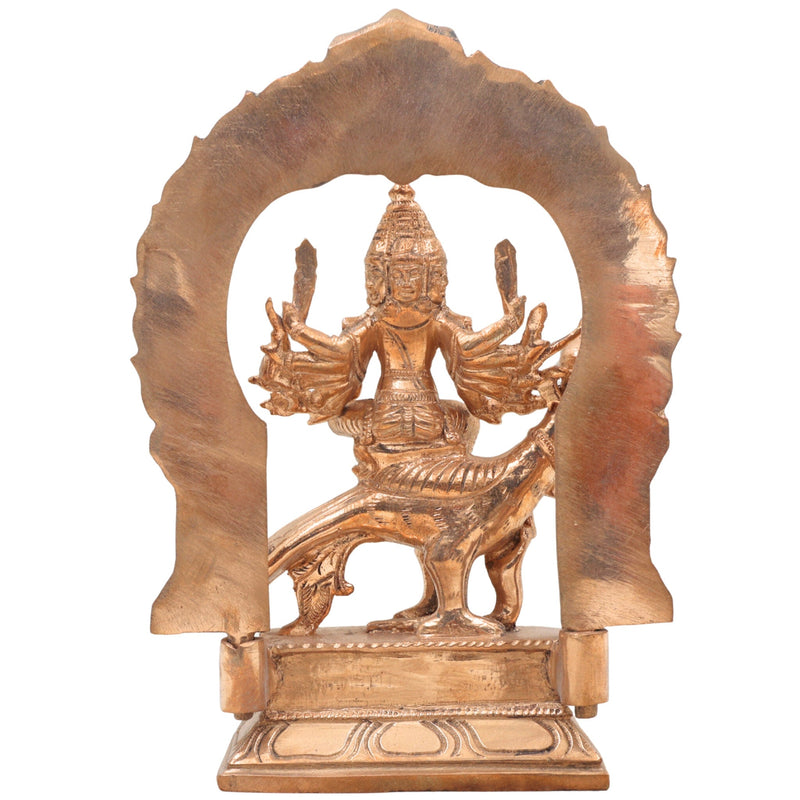 Murugan Sitting on Peacock Panchaloha Idol | Bronze Subramanya Skanda Arumugan Statue | Handcrafted Lord Karthikeya with Prabhavali for Home Temple Deco,Gold, 9 Inch, 1 Piece